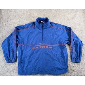 Vintage Flordia Gators Windbreaker Mens 2XL Blue Pullover‎ 1/2 Zip Center Logo